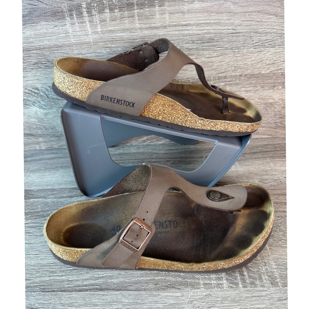 Birkenstock Gizeh Thong Sandals Women's Mocha Brown Leather Cork W9 M7 EU40